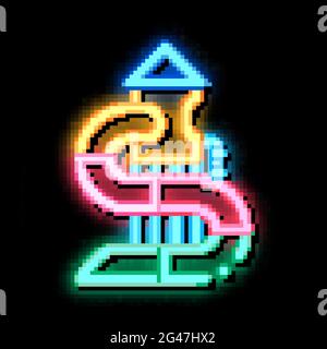 Kinder Rutsche Wasserpark Neon leuchten Symbol Illustration Stock Vektor