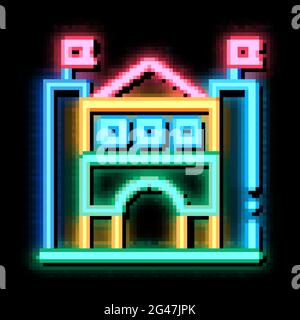 Schloss Vergnügungspark Neon leuchten Symbol Illustration Stock Vektor