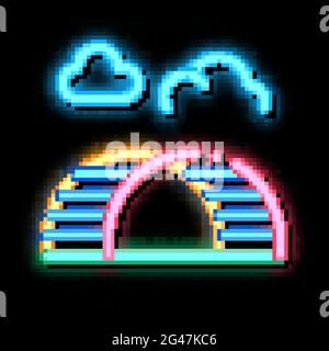 Halbrunde Bergleiter Regenbogen Neon leuchten Symbol Illustration Stock Vektor