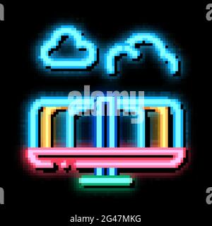 Kinder Karussell Neon leuchten Symbol Illustration Stock Vektor