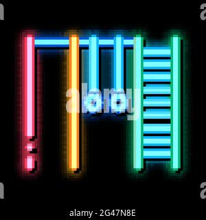 Abbildung des Leuchtsymbols für Fitnessgeräte in Neonfarben Stock Vektor