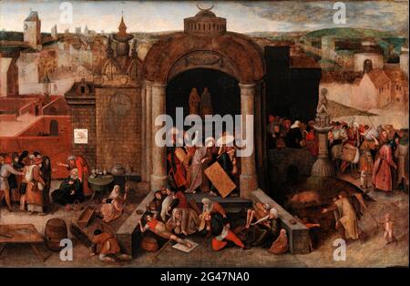 Pieter Bruegel der Ältere - Christus treibt die Händler aus dem Tempel Stockfoto