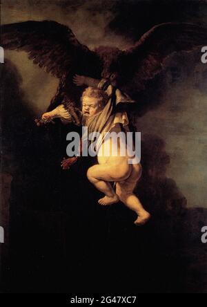 Rembrandt Harmenszoon Van Rijn - Entführung Ganymede 1635 Stockfoto