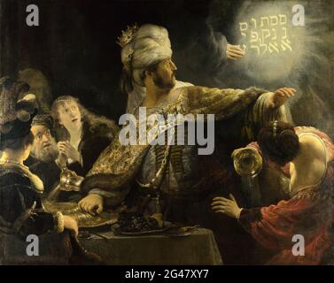 Rembrandt Harmenszoon Van Rijn - Belshazzars Feast Stockfoto