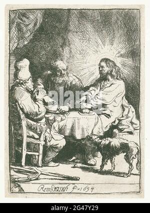 Rembrandt Harmenszoon Van Rijn - Christ Emmaus 1634 Stockfoto