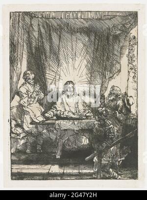 Rembrandt Harmenszoon Van Rijn - Christ Emmaus 1654 Stockfoto