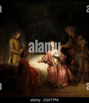 Rembrandt Harmenszoon Van Rijn - Joseph von Potiphars Ehefrau angeklagt Stockfoto
