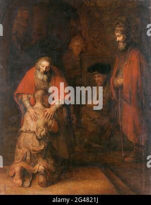 Rembrandt Harmenszoon Van Rijn - die Rückkehr des verlorenen Sohnes Stockfoto