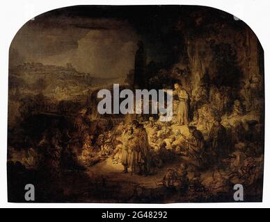 Rembrandt Harmenszoon Van Rijn - Der Heilige Johannes Der Täufer Predigt 1634 Stockfoto