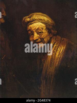 Rembrandt Harmenszoon Van Rijn - Selbstporträt als Zeuxis lacht 1662 Stockfoto