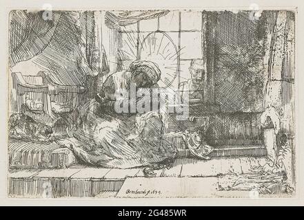 Rembrandt Harmenszoon Van Rijn - Jungfernkind mit Katzenschlange 1654 Stockfoto