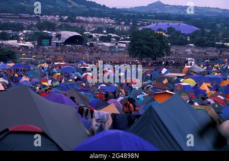 Zeltlager in Glastonbury 1998 Festival, Pilton, Somerset, England Stockfoto