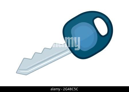 Cartoon-Taste auf weißem Hintergrund isoliert. Schlüssel für Haus, Boot, Fahrrad oder Auto. Flaches Design. Vektorgrafik für Aktien Stock Vektor