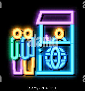 Personen auf Check-Steuerung Neon leuchten Symbol Illustration Stock Vektor