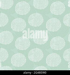 Hellgrüne Doodle Punkte nahtloses Muster. Pistazie Hand gezeichnet wiederholen Hintergrund. Für Stoff, Verpackung, Einladungen, Karte, Scrapbooking oder Tapete. Stock Vektor
