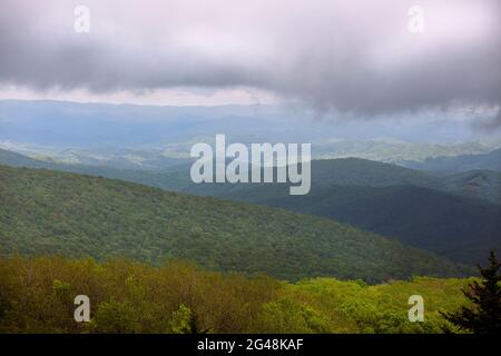 Appalachian Mountains in Virginia, Blick vom Whitetop Mountain. Stockfoto