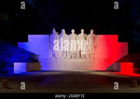 Verdun war Memorial (1914-1918), das die verschiedenen Korps der französischen Armee in Verdun (Meuse), Frankreich, darstellt Stockfoto