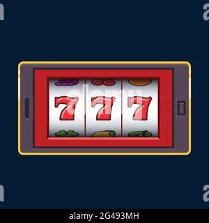 Rote Handy-Spielautomat Jackpot Glück gewinnt Vektor-Illustration Stock Vektor