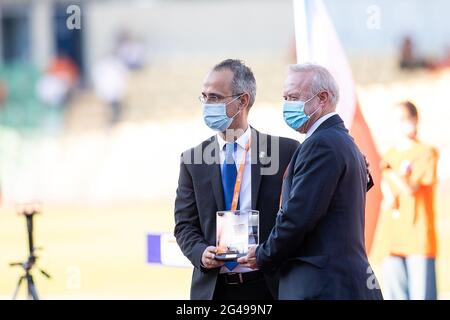 Die Cyprus Amateur Athletic Association ( KOEAS ) organisiert und veranstaltet am 19. Und 20. Juni 2021 die europäischen Mannschaftsspiele der 3. Liga im Tsirio-Stadion in Limassol. Stockfoto