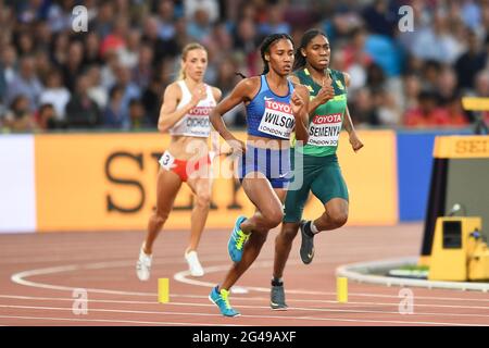 Caster Semenya (RSA, Gold), Ajee Wilson (USA, Bronze). 800-Meter-Finale. IAAF Leichtathletik-Weltmeisterschaften London 2017 Stockfoto