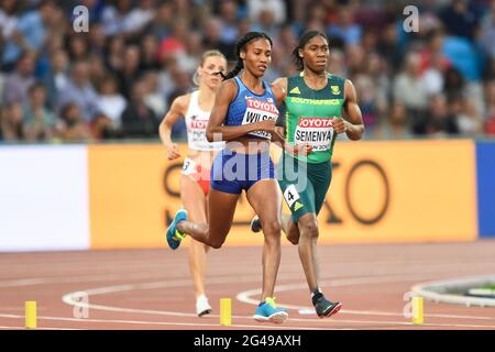 Caster Semenya (RSA, Gold), Ajee Wilson (USA, Bronze). 800-Meter-Finale. IAAF Leichtathletik-Weltmeisterschaften London 2017 Stockfoto