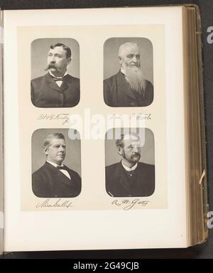 Porträts von vier Mitgliedern des Unterhauses des Staates New York. Oben links William B. Finley, oben rechts ASA P. Fish, unten links Miner Gallup, unten rechts von Addison W. Gates. Stockfoto