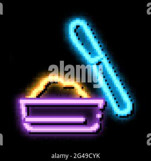 Käse in Platte und Messer Neon leuchten Symbol Illustration Stock Vektor