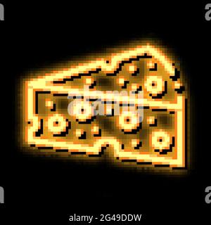 Ein Stück Hartkäse Neon leuchten Symbol Illustration Stock Vektor