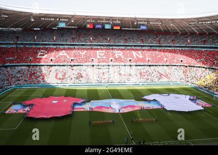 München, Deutschland. Juni 2021. Das am 19. Juni aufgenommene Foto zeigt einen Blick auf einen Auftritt vor dem UEFA Euro 2020 Championship Group F-Spiel zwischen Portugal und Deutschland in München. Kredit: Shan Yuqi/Xinhua/Alamy Live Nachrichten Stockfoto