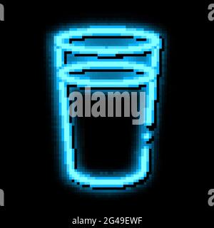 Ein Glas Milchglas mit Leuchtsymbol in Neonfarben Stock Vektor