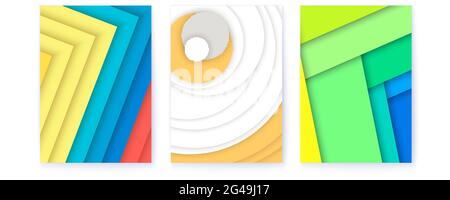 Set von Einbände mit abstraktem geometrischem Muster. Trendige Farben. Minimalistisches Design. Vektorgrafik. Stock Vektor