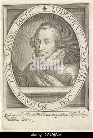 Porträt von Louis Gunther, Graf von Nassau. Porträt von Louis Gunther in einem Oval mit peripheren. Namen und Titel im Undermarge. Stockfoto