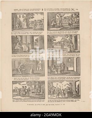 Kinder Folgen Sie Ihren Eltern Rat, Gehorsam zeigen, / vlied 't Beetzel des Bösen, lernen Altos mit VLYT, / dann Vater gibt Ihnen so viel, auch eine speelens Stunde, / dann Marmissy tut ihre Sorge, in der absolut nicht sauer. Leaf mit 8 Aufführungen von Aktivitäten für Kinder, darunter Trommeln, Schulgehen und Seifenblasen fangen. Unter jedem Bild eine zweibeinige frisch. Rechts oben nummeriert: Nr. 10. Stockfoto
