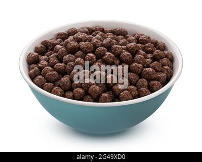 Schokoladen-Maiskugeln isoliert auf weißem Hintergrund Stockfoto