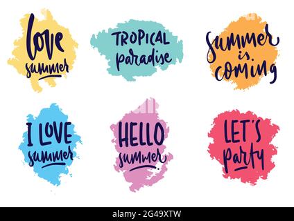 Sommer-Lettering-Set handgezeichnet Stock Vektor