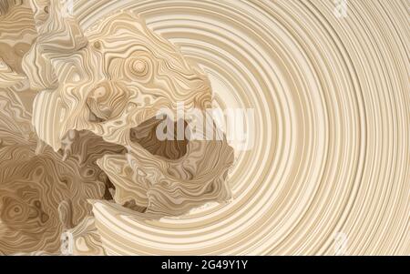 Beschädigte Kugel mit Holzmaterial, 3d-Rendering. Digitale Zeichnung des Computers. Stockfoto