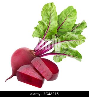 Rote Beete isoliert auf weißem Hintergrund mit Freistellungspfad Stockfoto