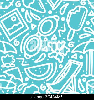 Handgezeichneter Doodle im Sommer am Strand Stock Vektor