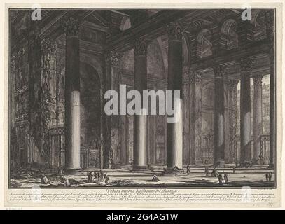 Pantel vom Pantheon in Rom; Veduta Interna del pronao del Panteon; Gesichter auf Rom; Vedute di Roma Disegnate Ed Incise da Giambattista Piranesi Architetto ve (Nez) Iano. Blick in die Pantheon in Rom. Titel und erläuternde Liste der Buchstaben in Undermarge. Stockfoto