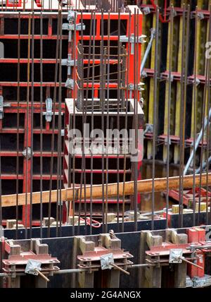 Schalungen für Betonbau Stockfoto