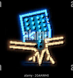 Ertnquake Haus Wrack Neon leuchten Symbol Illustration Stock Vektor