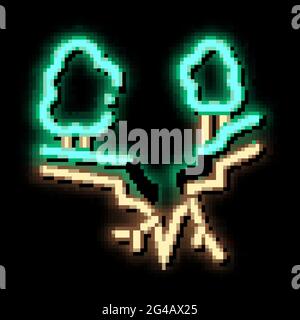 Erdbebenbruch des Waldes Neonlicht Symbol Illustration Stock Vektor