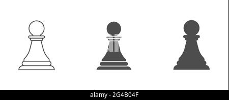 Das Schachspiel ist eine Spielfigur. Ein leeres, gefülltes und zusammengesetztes Polygon. Vektorsymbol auf weißem Hintergrund isoliert. Flaches Design. Stock Vektor