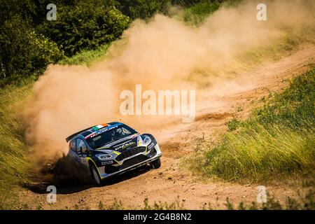 34 MCCOURT Cathan (IRL), HOY Brian (IRL), Cathan MCCOURT, Ford Fiesta MkII, Aktion während der FIA ERC Rallye Polen 2021, 1. Lauf der FIA European Rally Championship 2021, vom 18. Bis 20. Juni 2021 in Mikolajki, Polen - Foto Bastien Roux / DPPI / LiveMedia Stockfoto