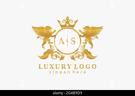 ALS Letter Lion Royal Luxury Logo Vorlage in Vektorgrafik für Restaurant, Royalty, Boutique, Cafe, Hotel, Wappentisch, Schmuck, Mode und andere Vektor il Stock Vektor