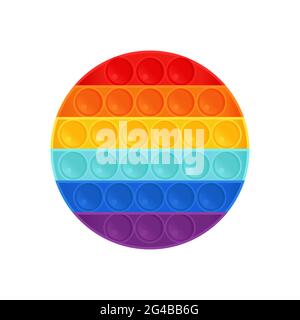 Trendy Pop it fidget in Rainbow Farben. Sensorisches Fidget Antistress-Spielzeug. Vektorgrafik in flachem Stil, isoliert auf weißem Hintergrund Stock Vektor