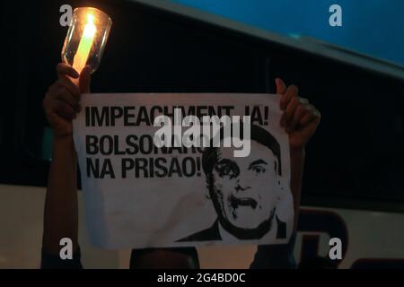 Porto-Bucht, Brasilien. Juni 2021. Demonstration gegen Jair Bolsonaro in Porto-Are am Samstag, den 19. Kredit: Carlos Quadros/FotoArena/Alamy Live Nachrichten Stockfoto