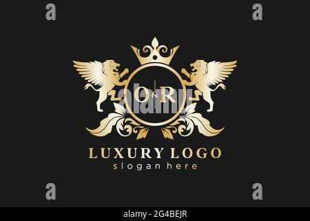 ODER Letter Lion Royal Luxury Logo-Vorlage in Vektorgrafiken für Restaurant, Royalty, Boutique, Café, Hotel, Wappentisch, Schmuck, Mode und andere Vektor il Stock Vektor