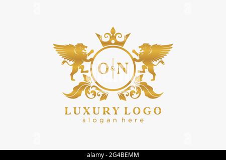 AUF Brief Lion Royal Luxury Logo Vorlage in Vektorgrafik für Restaurant, Royalty, Boutique, Cafe, Hotel, Wappentisch, Schmuck, Mode und andere Vektor il Stock Vektor