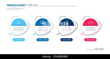 Vektor-Infografik Prozessdiagramm-Vorlage. Vier Schritte Stock Vektor